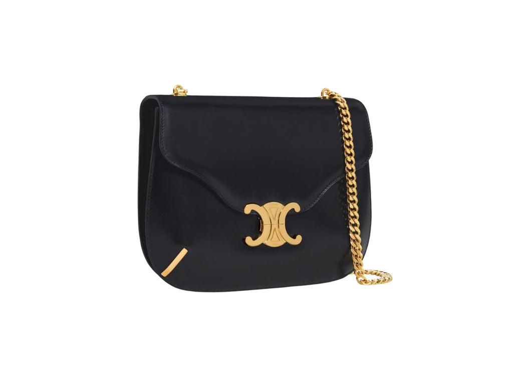 SAC EN VRAI CUIR CHAINE BESACE TRIOMPHE EN NOIR