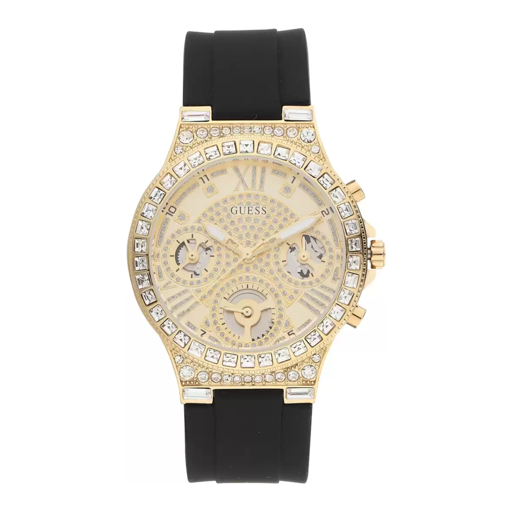 MONTRE GUESS IMPULSE POUR FEMME, CADRAN NOIR, ANALOGIQUE, EN SILICONE, 39 MM - GW0257L1