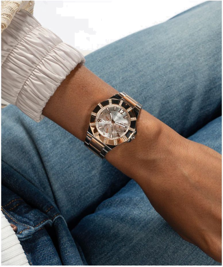 Montre Femme Guess GW0616L3 bracelet or rose et argent en acier