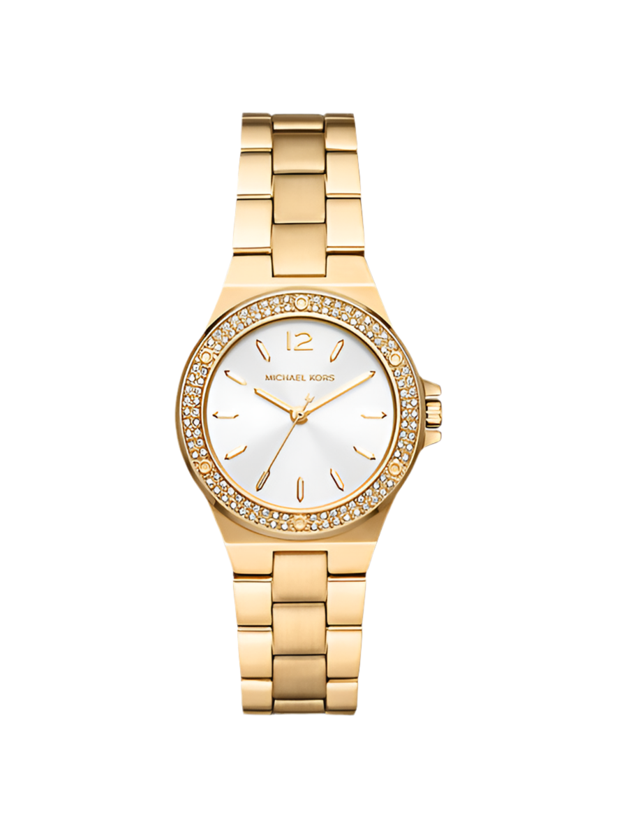 Petite montre Lennox dorée à pierres pavées MK7278