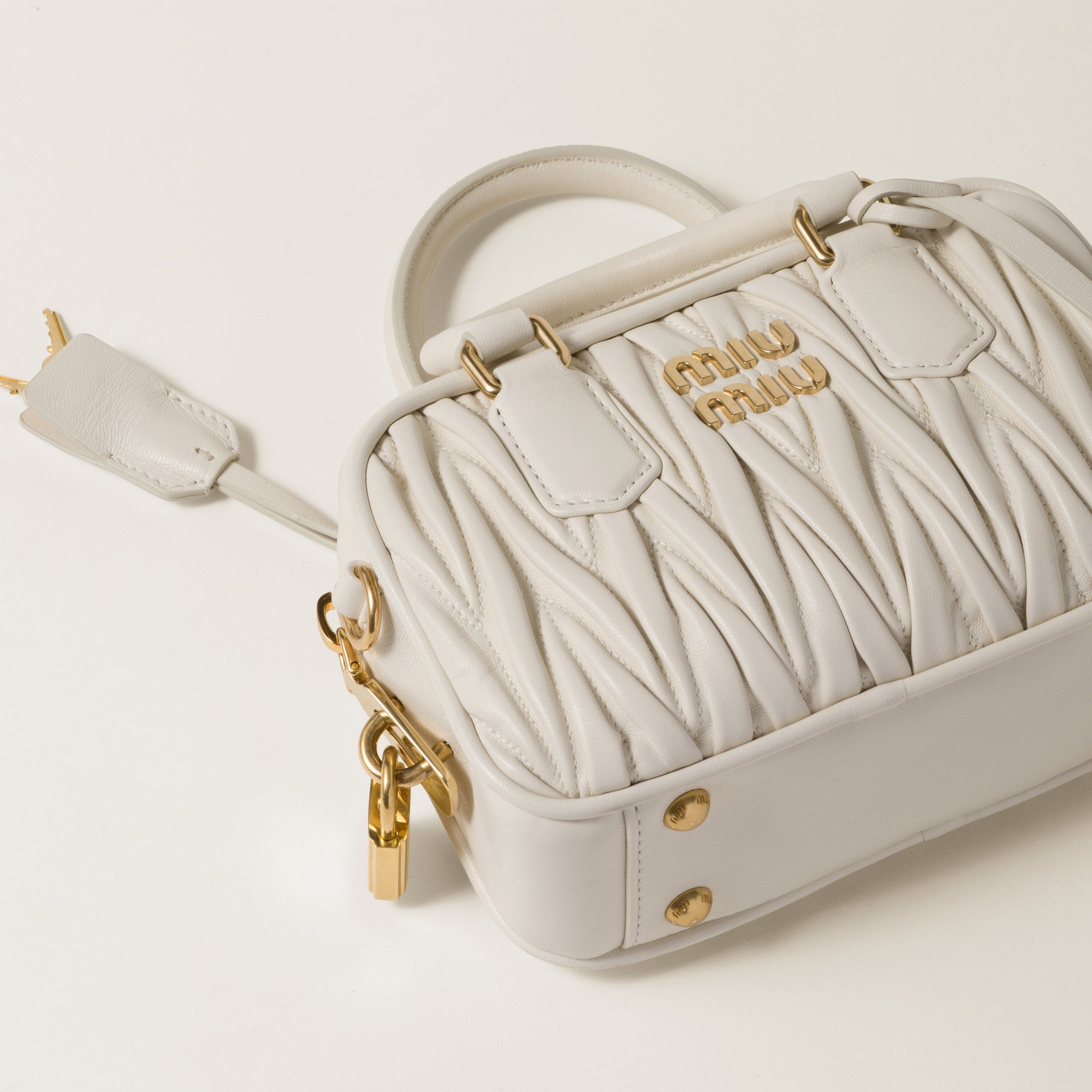 Sac Arcadie nappa matelassé en blanc