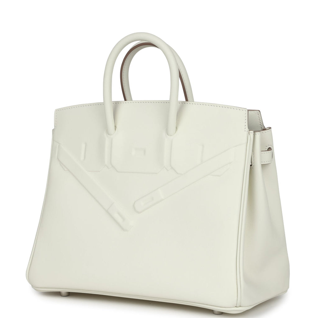 Sac à main Hermes Birkin Shadow 35 cm en cuir Swift Blanc