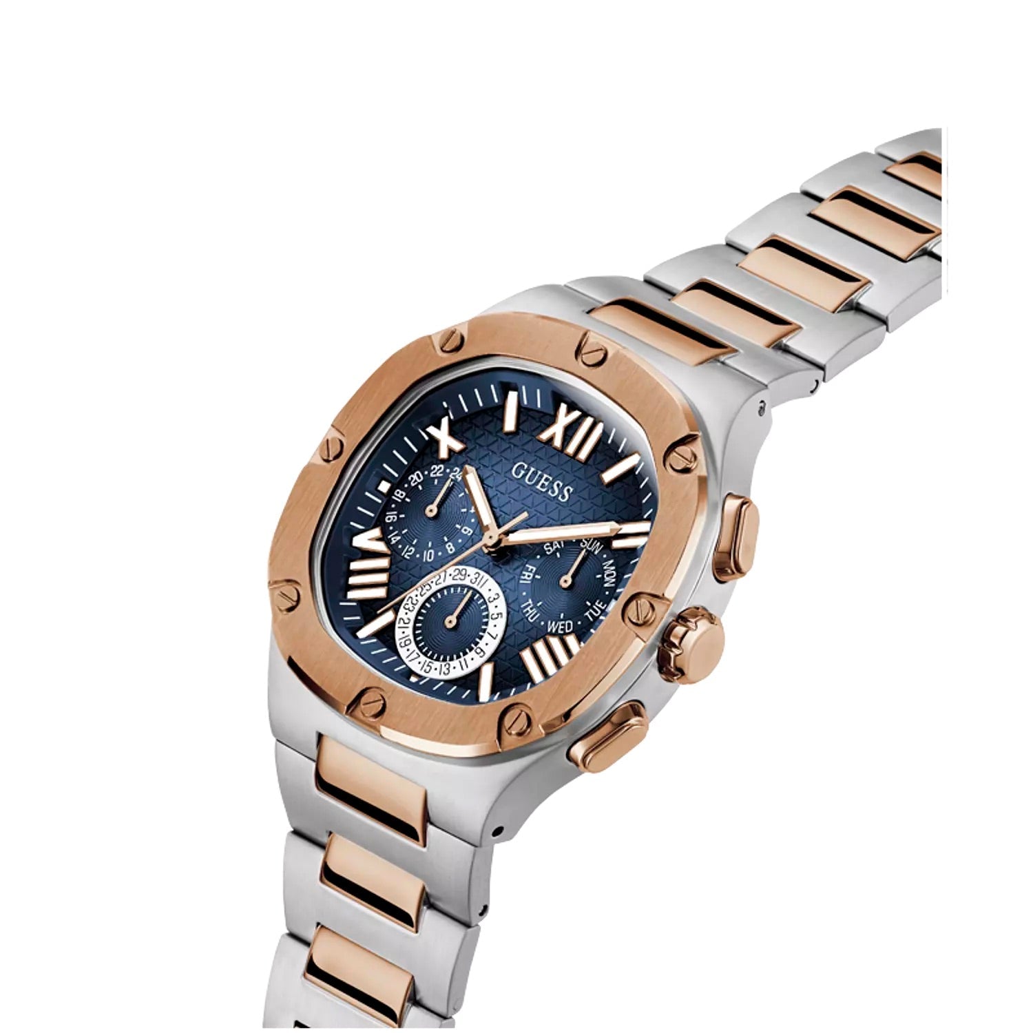 Montre Guess GW0572G4 pour homme Couleur du boîtier 2 tons - Bracelet en acier inoxydable de forme carrée