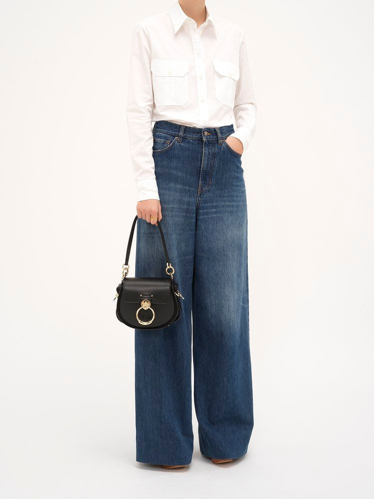 PETIT SAC TESS EN CUIR LISSE ET CUIR VELOURS