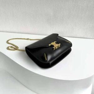 SAC EN VRAI CUIR CHAINE BESACE TRIOMPHE EN NOIR