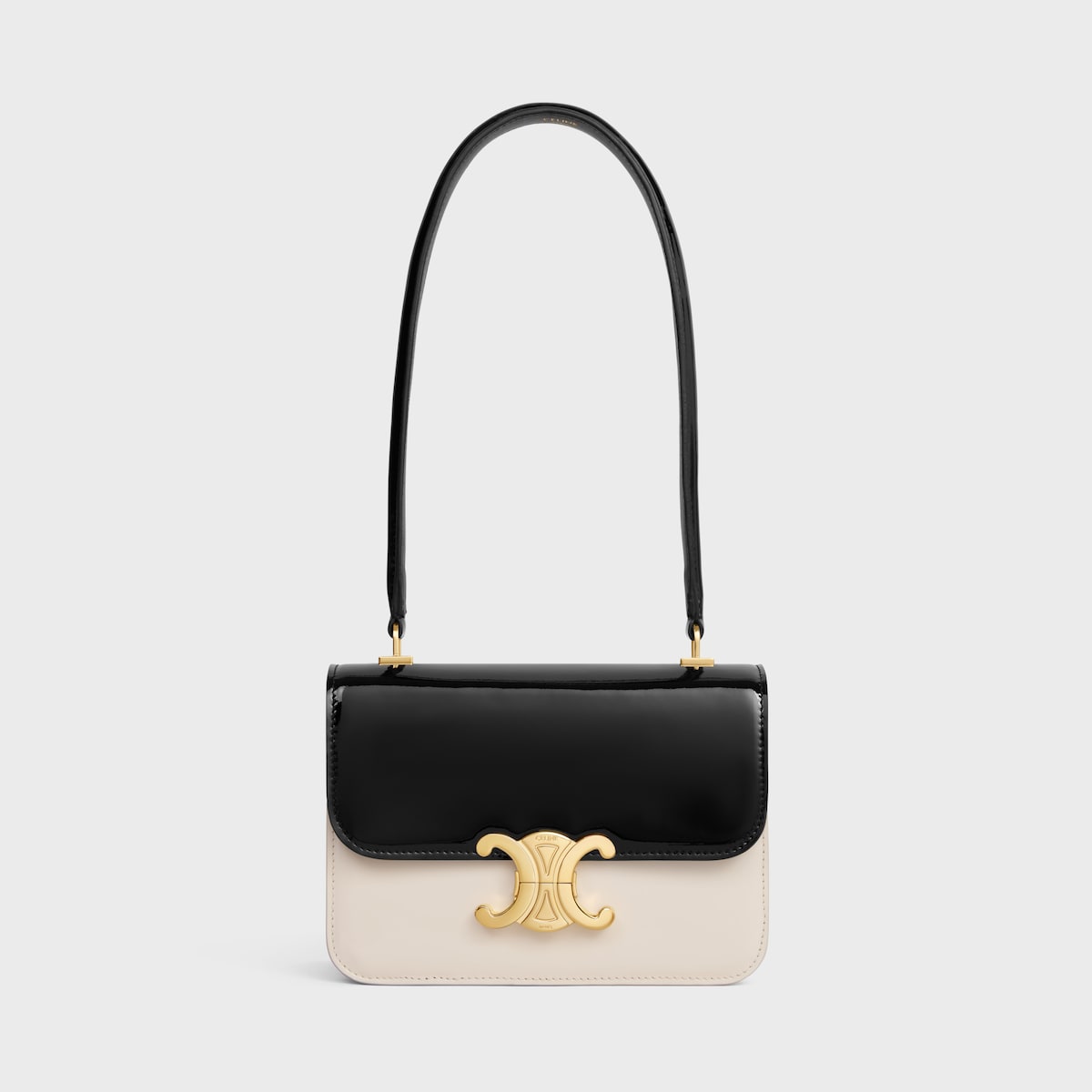 SAC TEEN GARANCE EN VEAU VERNI BICOLORE EN NOIR / BLANC