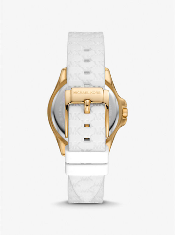 Montre femme Michael Kors Mini Pilot MK7372 cadran blanc et bracelet silicone