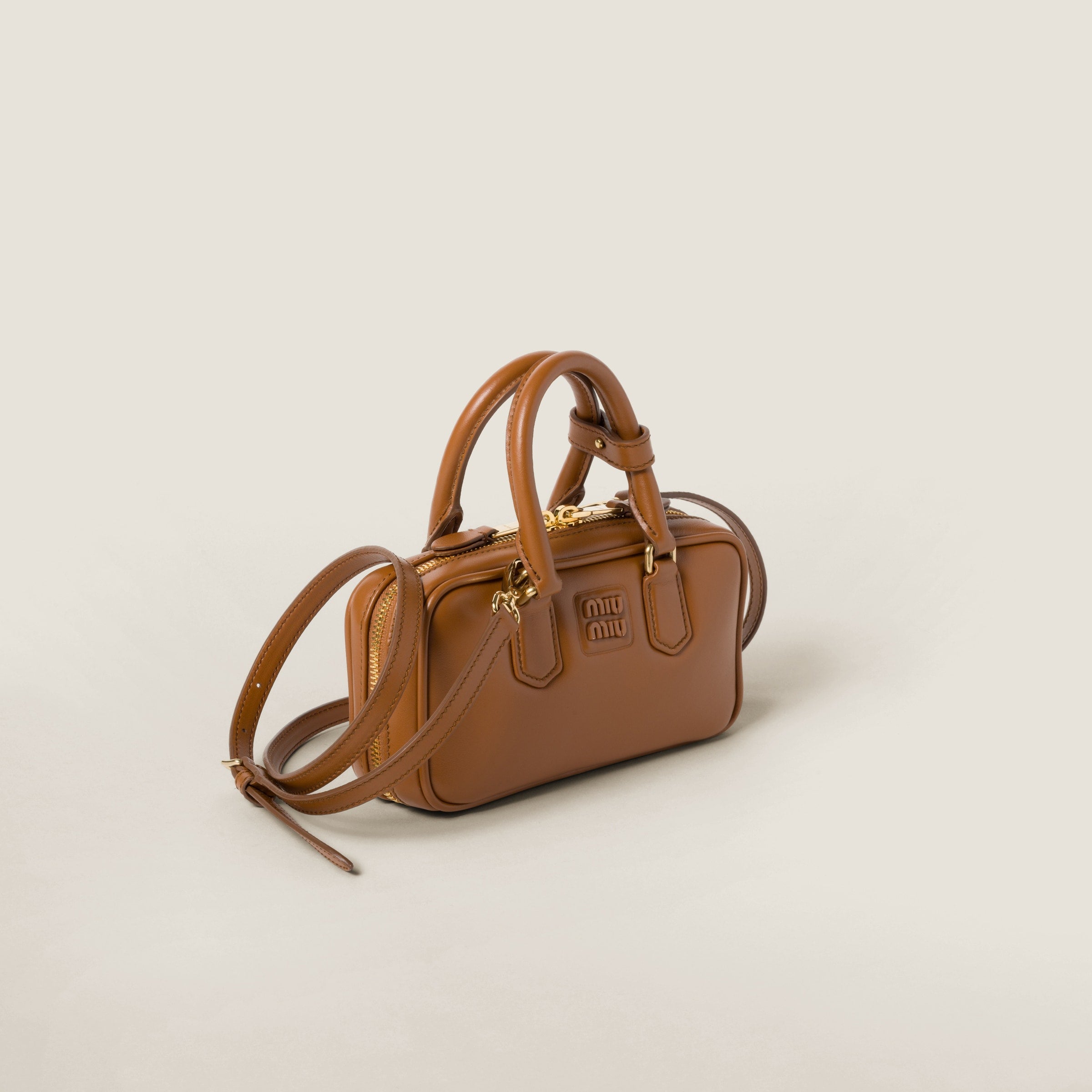 Mini-sac en semi cuir Arcadie en marron