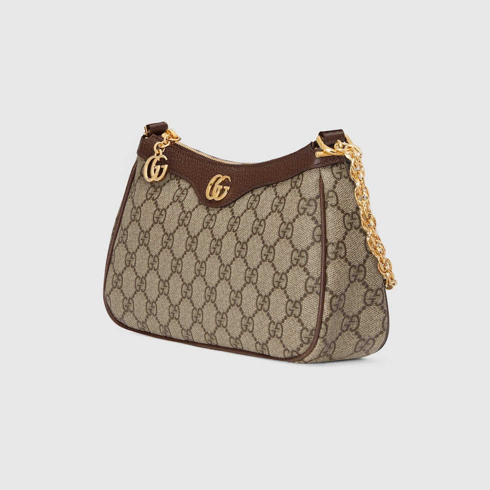 SAC À ÉPAULE OPHIDIA PETITE TAILLE beige et ébène