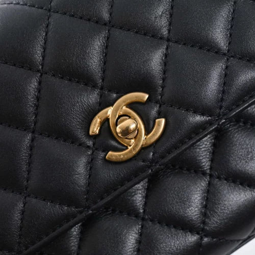 Sac bandoulière Coco Handle Chanel Cuir Strass Anthracite