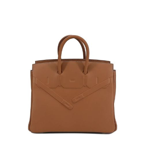 Sac à main Hermes Birkin Shadow 25 cm en cuir Swift Marron