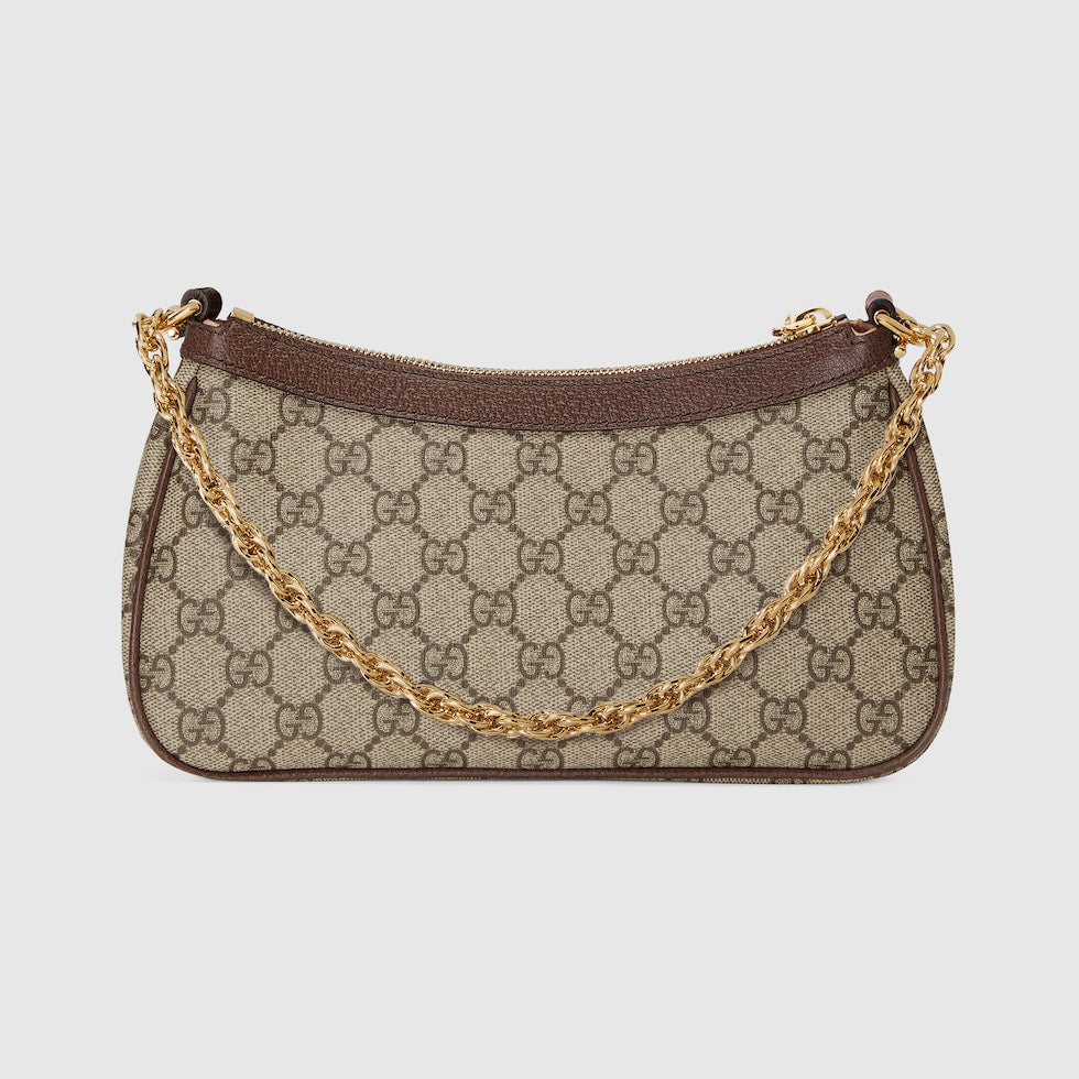 SAC À ÉPAULE OPHIDIA PETITE TAILLE beige et ébène
