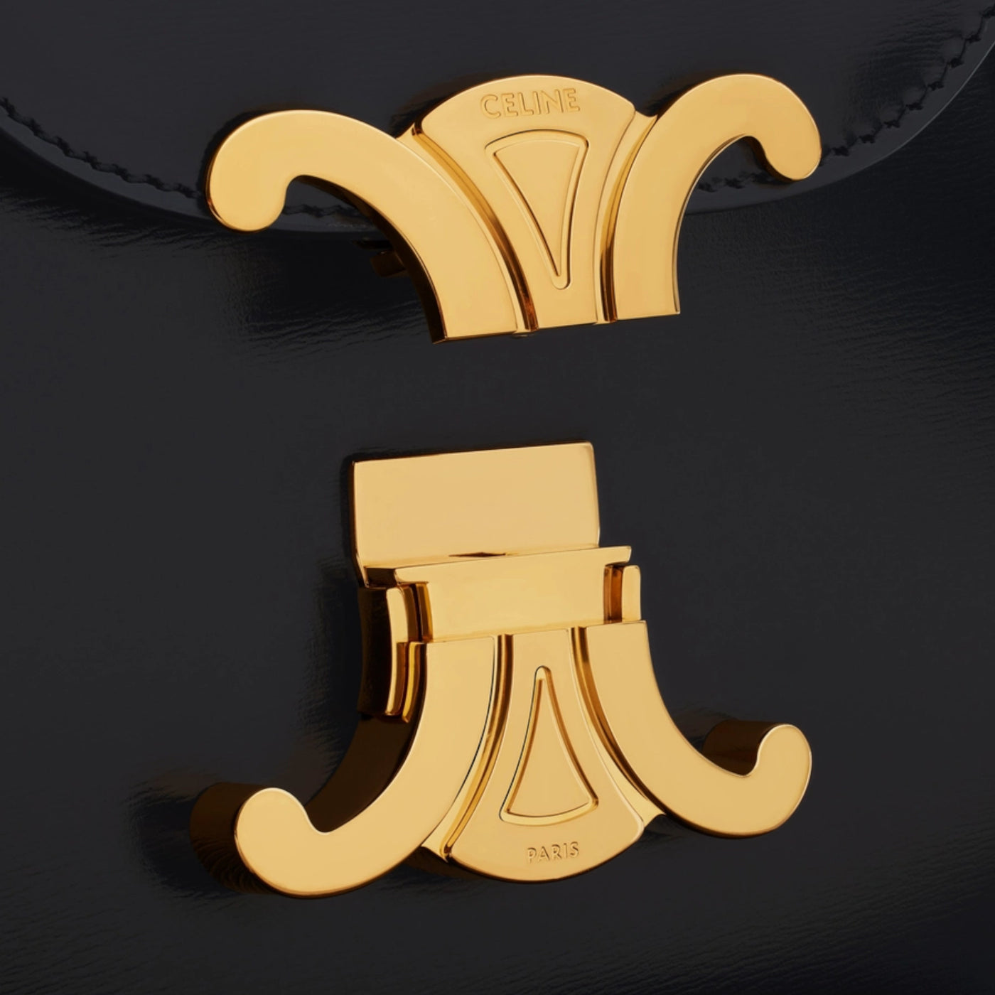 SAC EN VRAI CUIR CHAINE BESACE TRIOMPHE EN NOIR