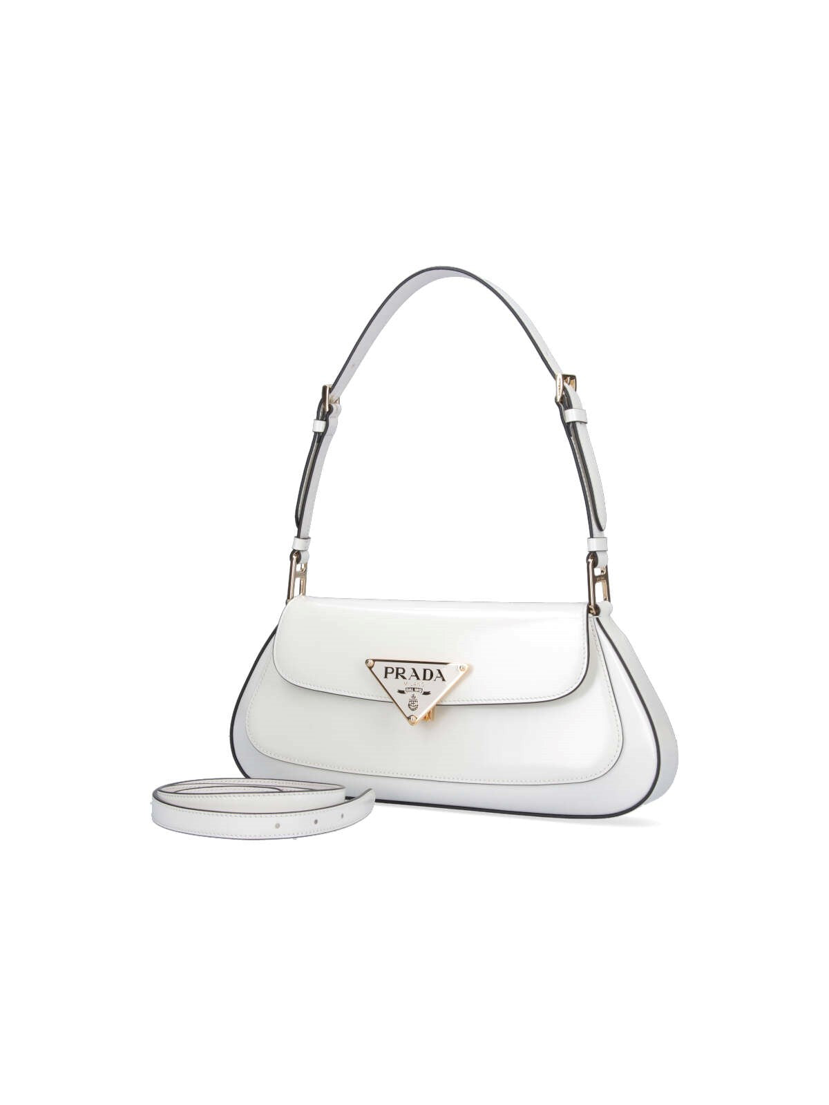 Sac porté épaule en vrai cuir verni Blanc