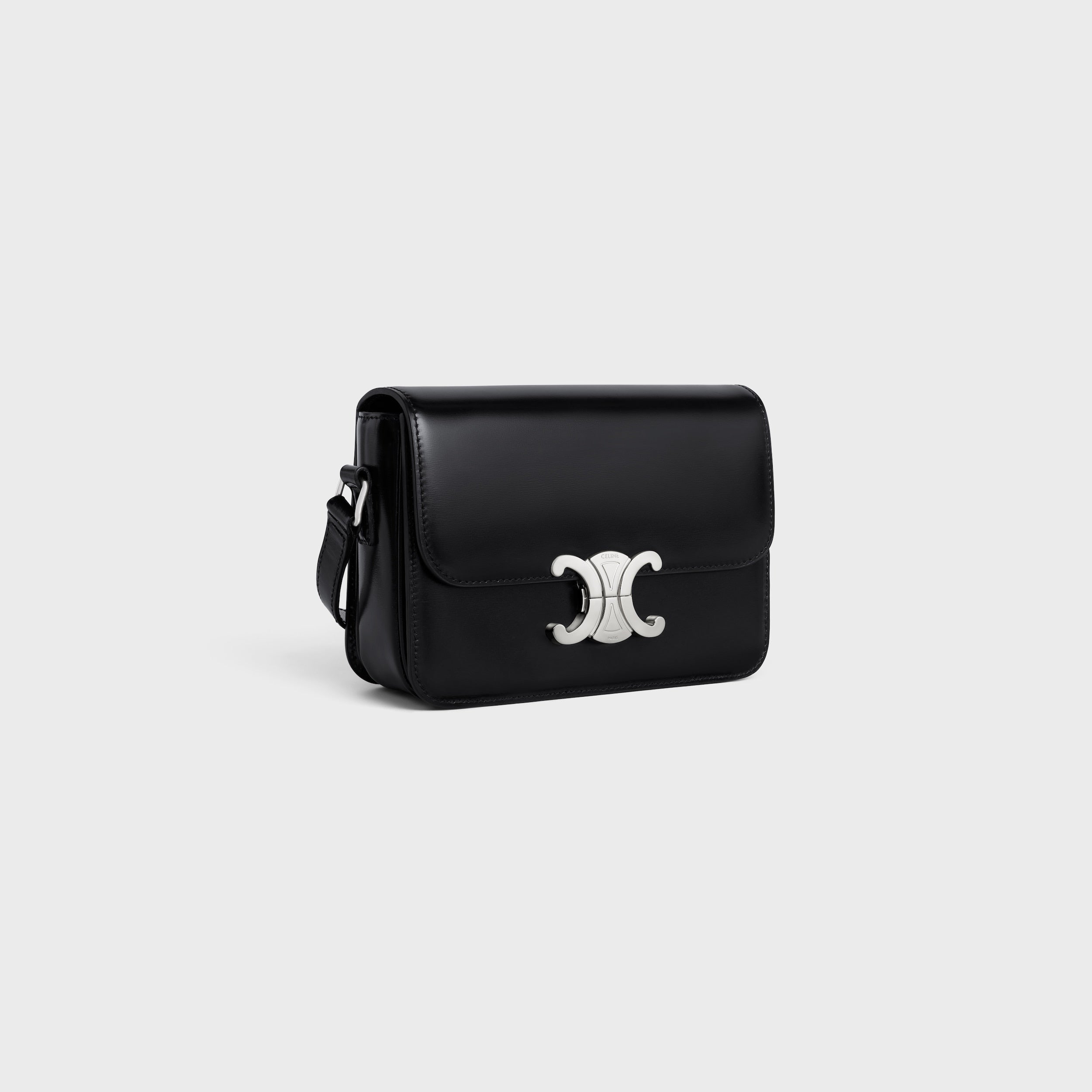 SAC TRIOMPHE TEEN VEAU BRILLANT EN NOIR ET ARGENTÉ