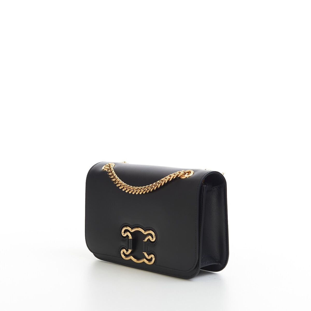 SAC A MAIN CELINE TRIOMPHE FRAME CUIR NOIR BANDOULIERE