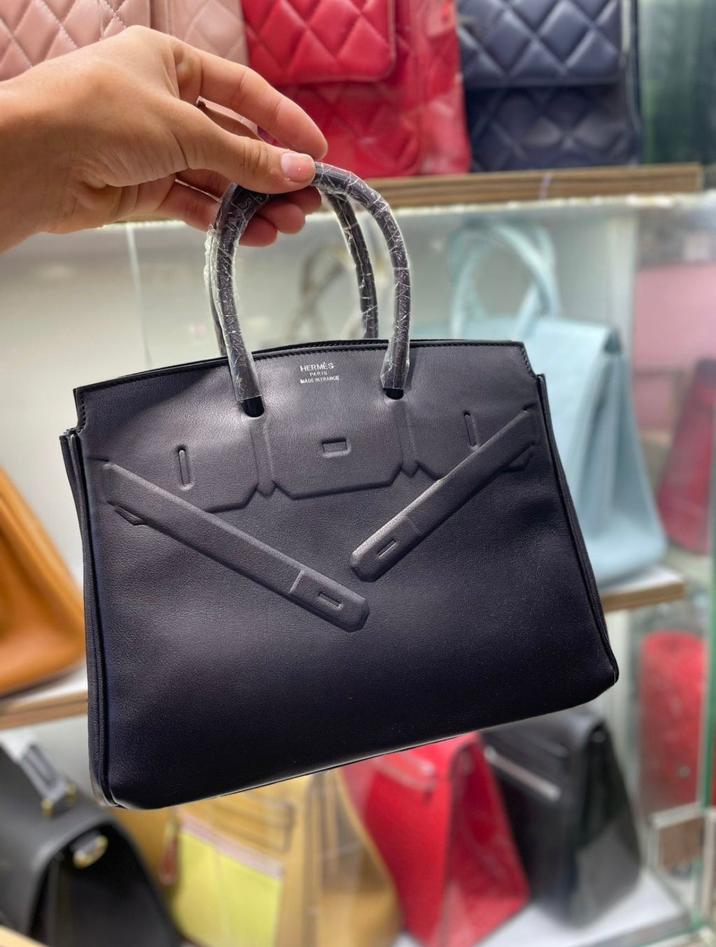 Sac à main Hermès Birkin Shadow en cuir Everkcalf noir