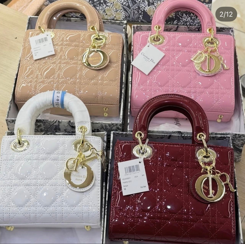 Lady Dior - Medium bordeaux verni prune