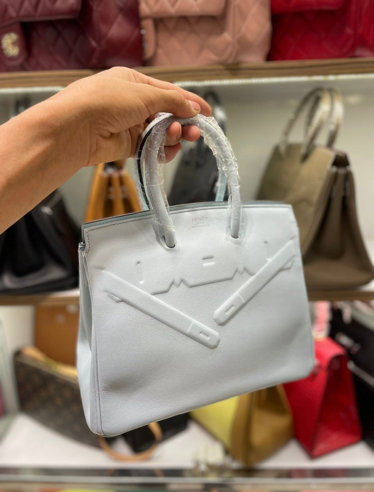 Sac à main Hermes Birkin Shadow 35 cm en cuir Swift Blanc