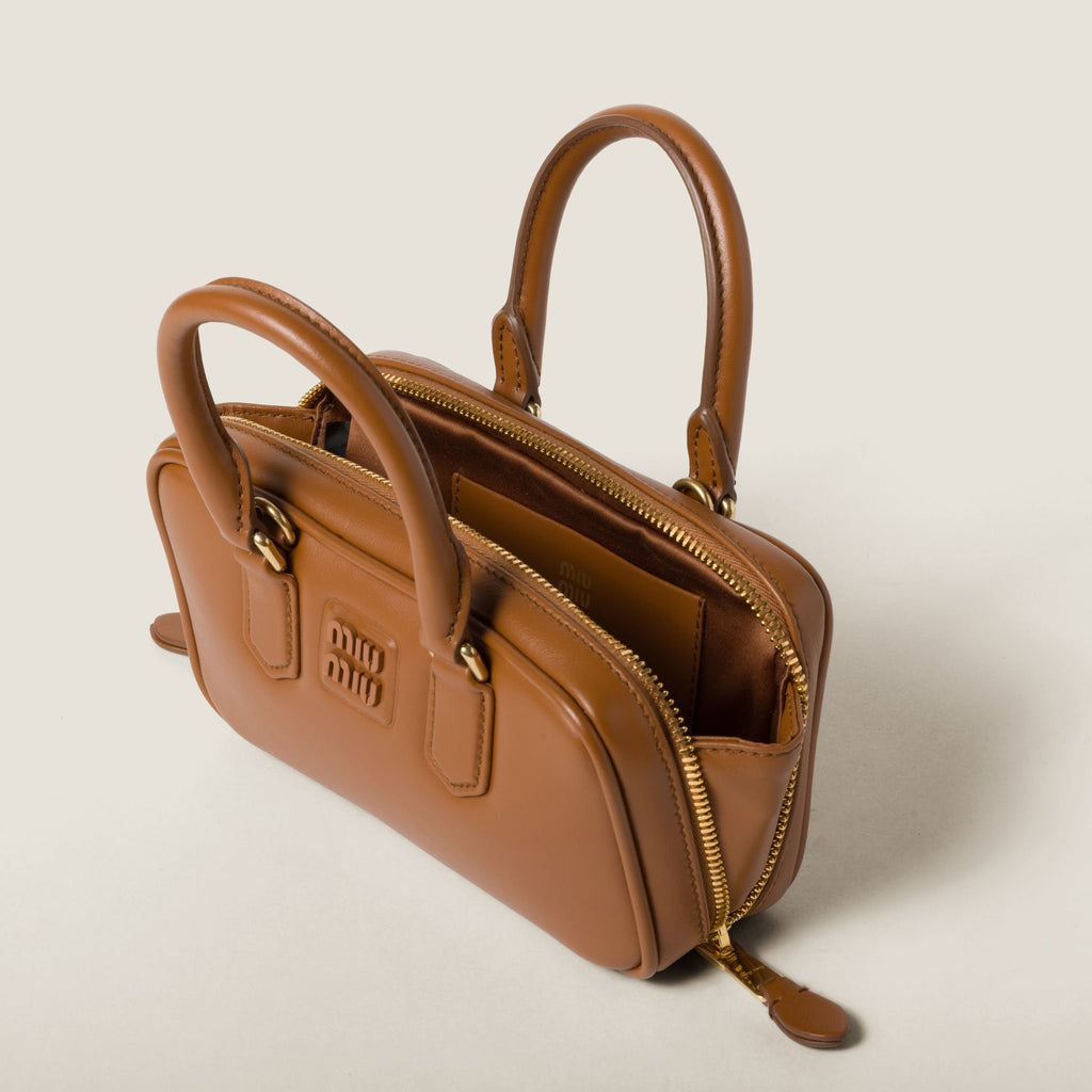Mini-sac en semi cuir Arcadie en marron