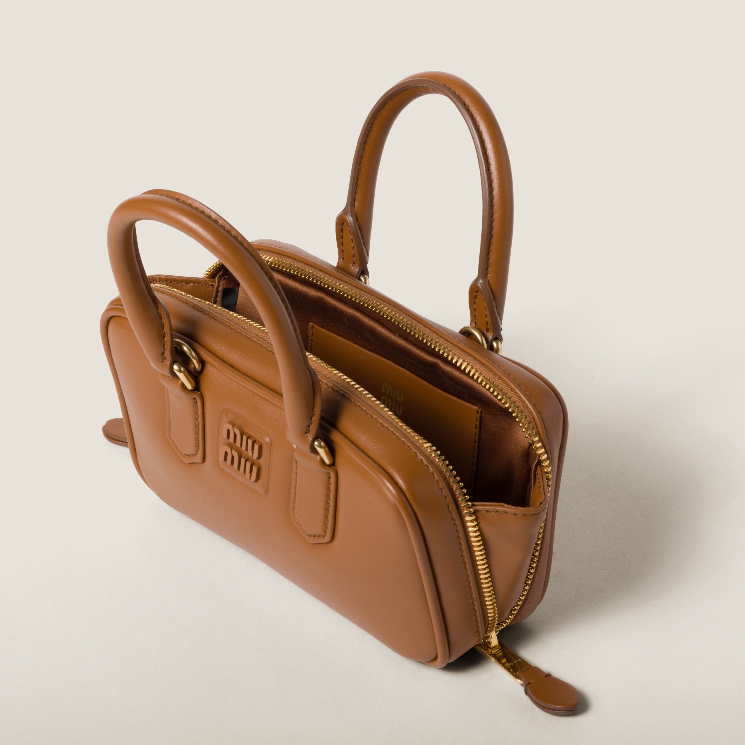 Mini-sac en semi cuir Arcadie en marron