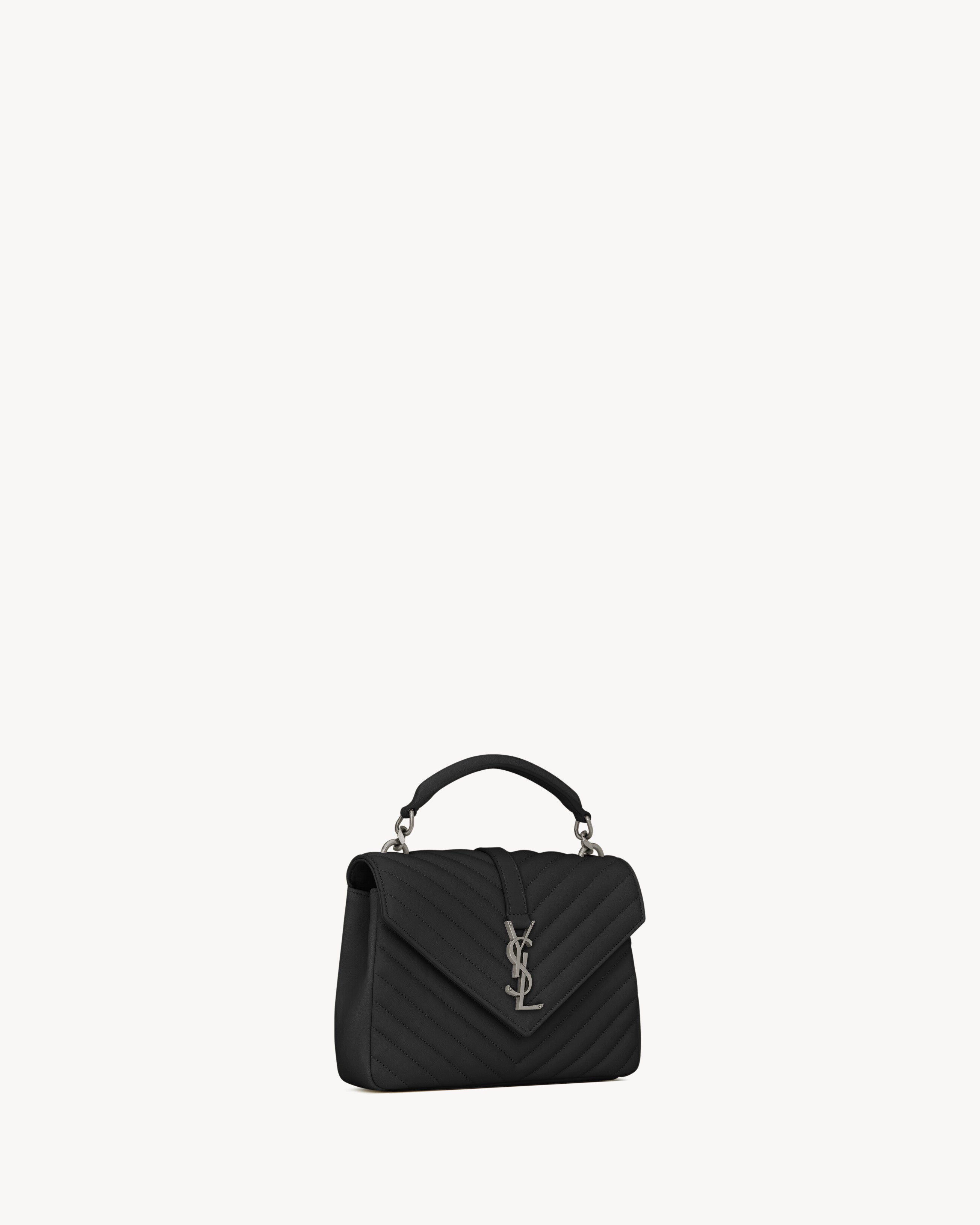 SAC YSL COLLÈGE MEDIUM EN SEMI CUIR MATELASSÉ
NOIR ET ARGENTÉ