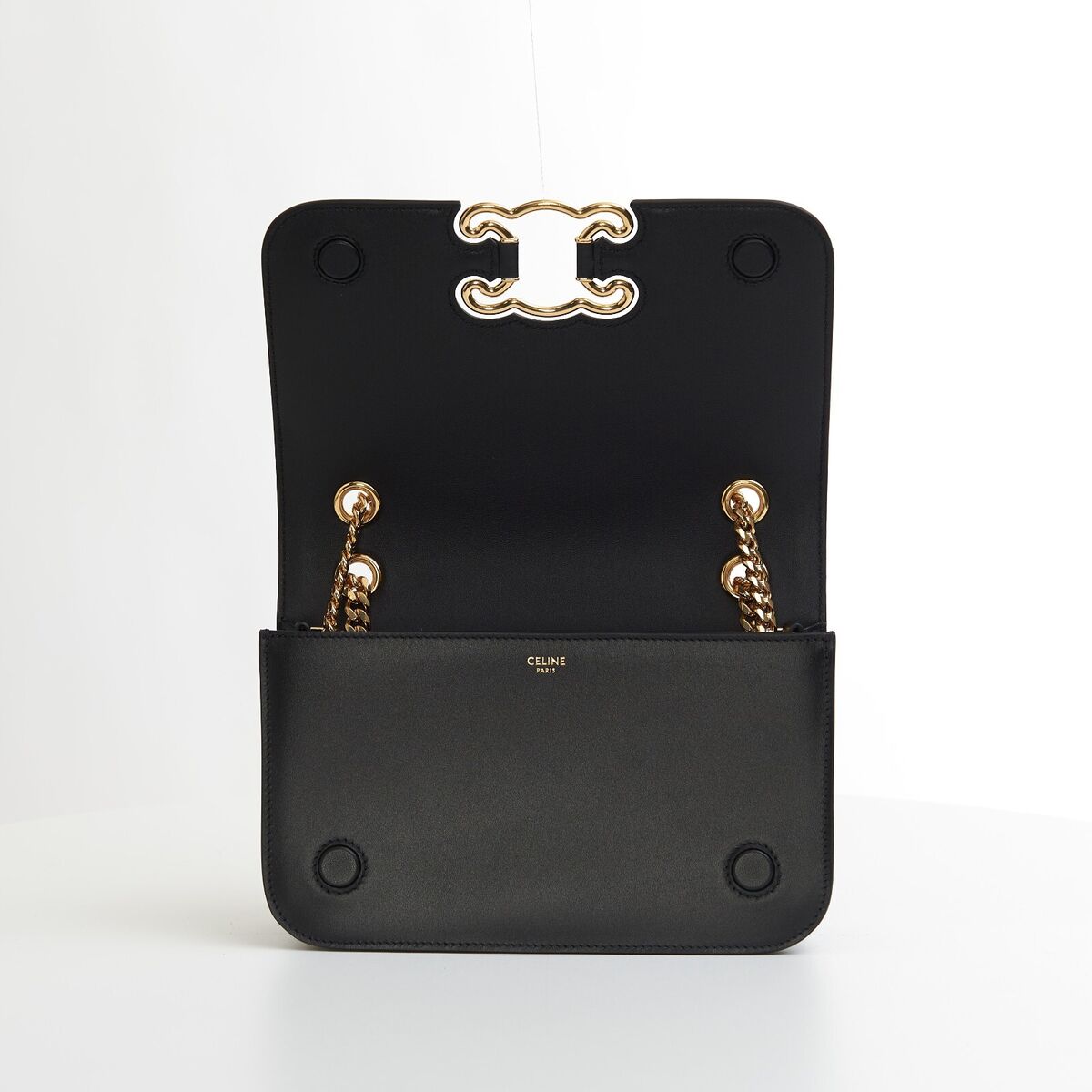 SAC A MAIN CELINE TRIOMPHE FRAME CUIR NOIR BANDOULIERE