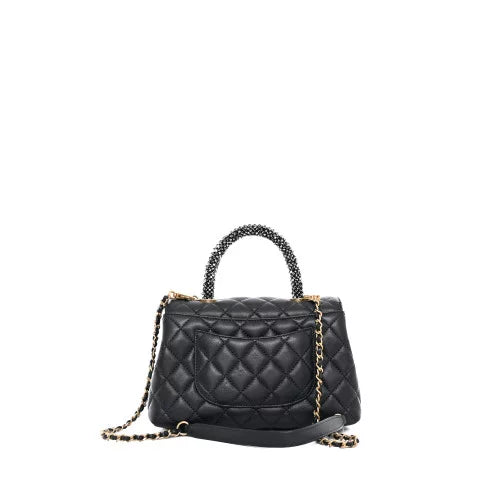 Sac bandoulière Coco Handle Chanel Cuir Strass Anthracite