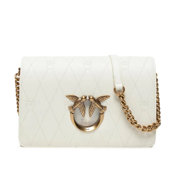 Sac à main Love Click Wave Logo En Blanc vrai cuir