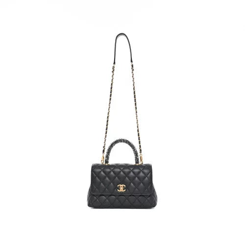 Sac bandoulière Coco Handle Chanel Cuir Strass Anthracite