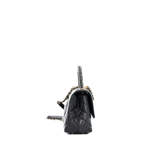 Sac bandoulière Coco Handle Chanel Cuir Strass Anthracite