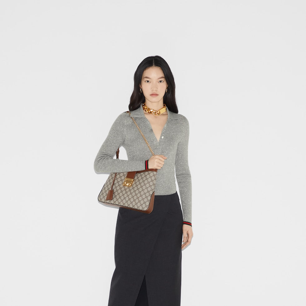 SAC BANDOULIÈRE GG EN CUIR DE TAILLE MOYENNE AVEC CADENAS