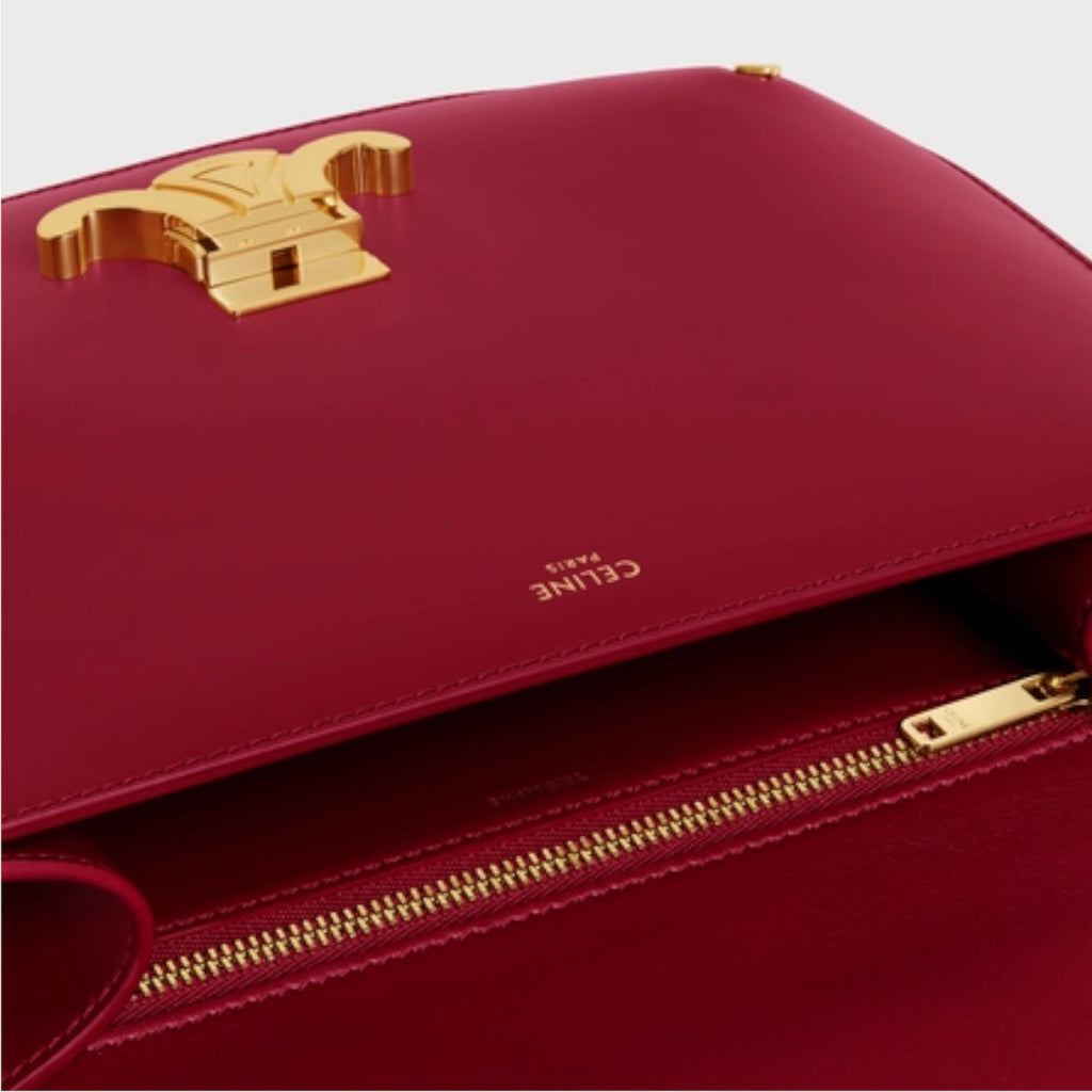 SAC EN VRAI CUIR CHAINE BESACE TRIOMPHE EN ROUGE