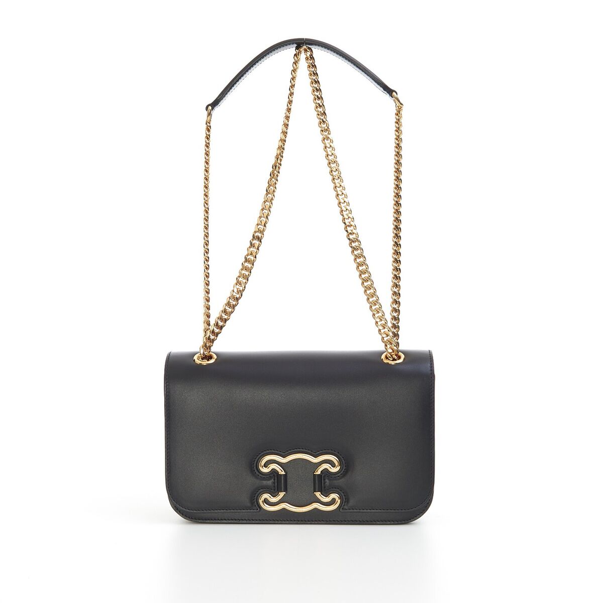 SAC A MAIN CELINE TRIOMPHE FRAME CUIR NOIR BANDOULIERE