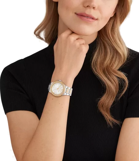 Montre femme Michael Kors Lennox MK7338 bracelet bicolore gravé MK