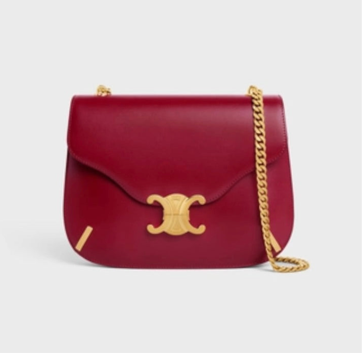 SAC EN VRAI CUIR CHAINE BESACE TRIOMPHE EN ROUGE