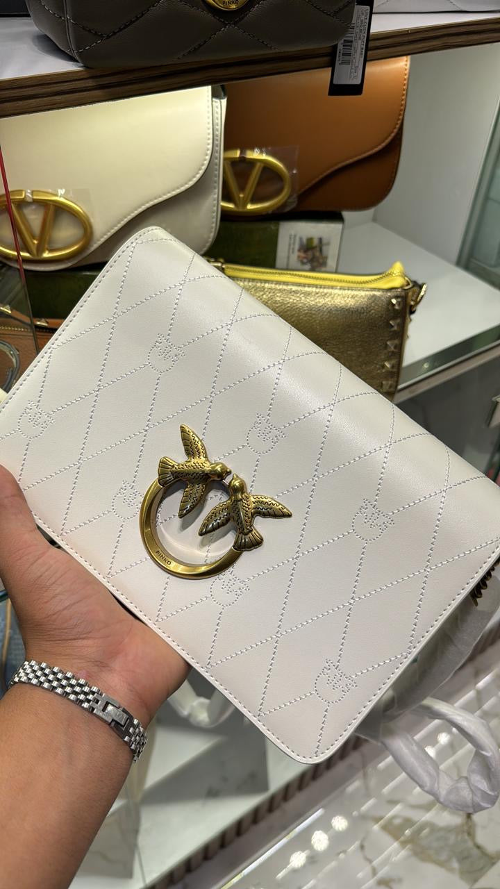 Sac à main Love Click Wave Logo En Blanc vrai cuir