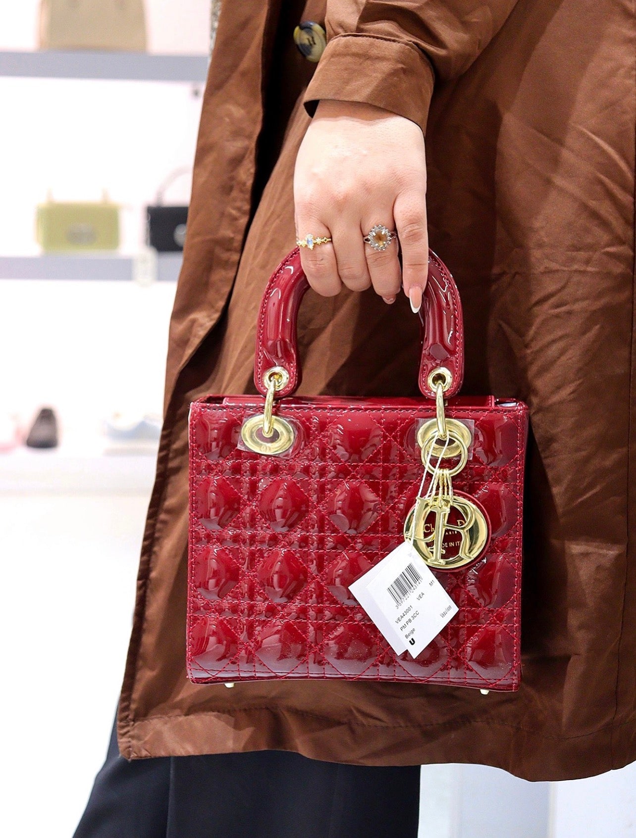 Lady Dior - Medium bordeaux verni prune