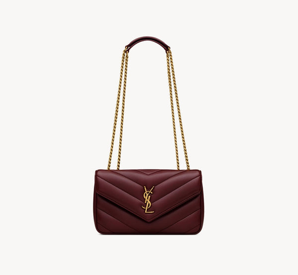LOULOU SMALL EN SEMI CUIR MATELASSÉ ROUGE CABERNET