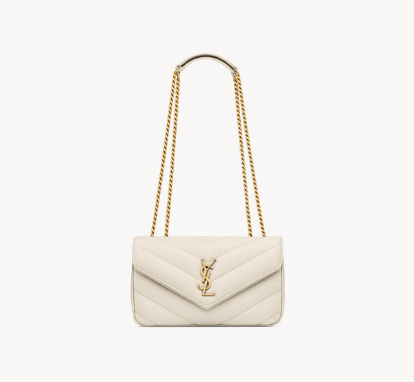 LOULOU SMALL EN SEMI CUIR MATELASSÉ BLANC VINTAGE