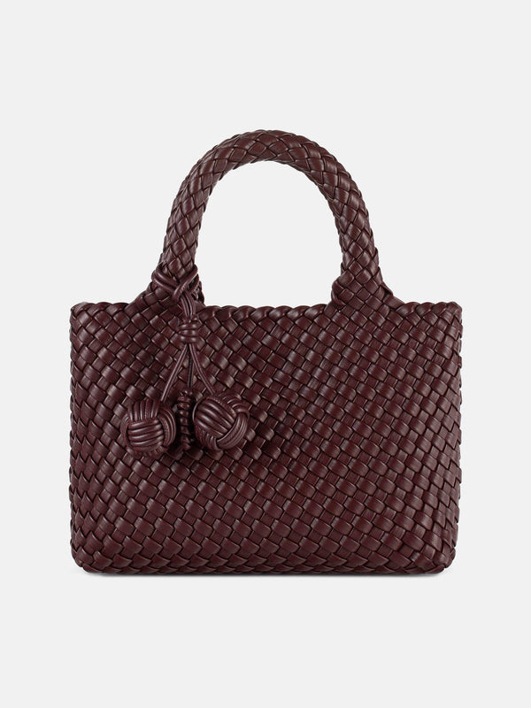 SAC À MAIN BOTTEGA TRESSÉ UNIQUE DE COULEUR BORDEAUX