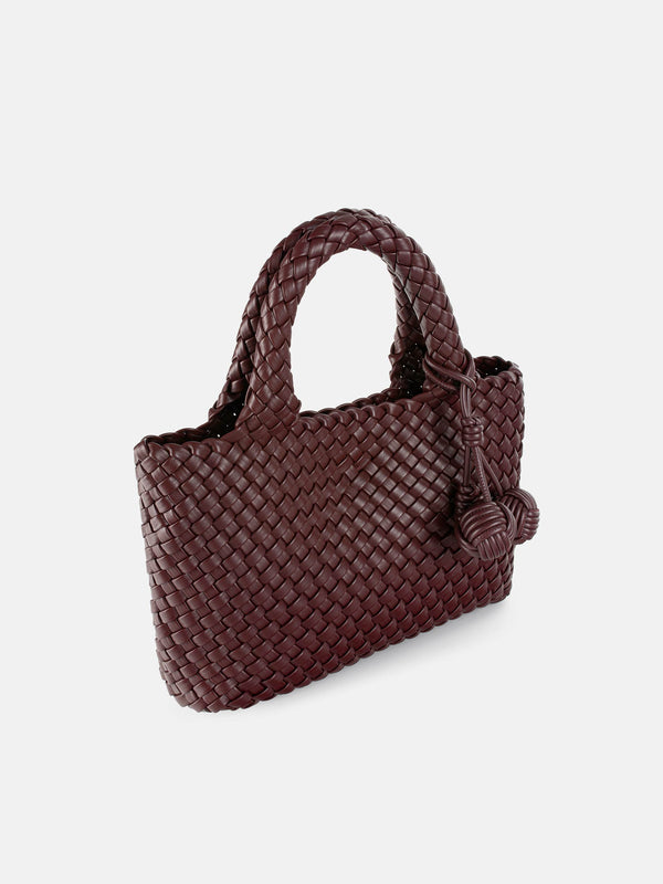 SAC À MAIN BOTTEGA TRESSÉ UNIQUE DE COULEUR BORDEAUX