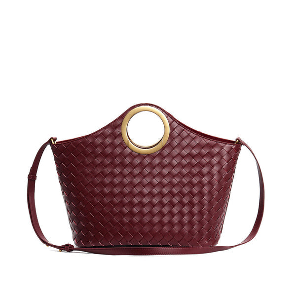 SAC CABAS EN SEMI CUIR TRESSÉ AVEC ANSE RONDE EN MÉTAL - ARYAX