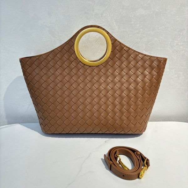 SAC CABAS EN SEMI CUIR TRESSÉ AVEC ANSE RONDE EN MÉTAL - ARYAX