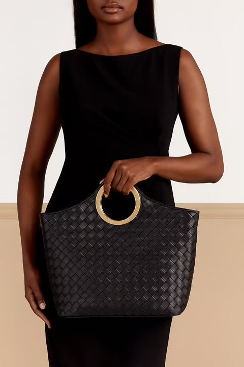 SAC CABAS EN SEMI CUIR TRESSÉ AVEC ANSE RONDE EN MÉTAL - ARYAX