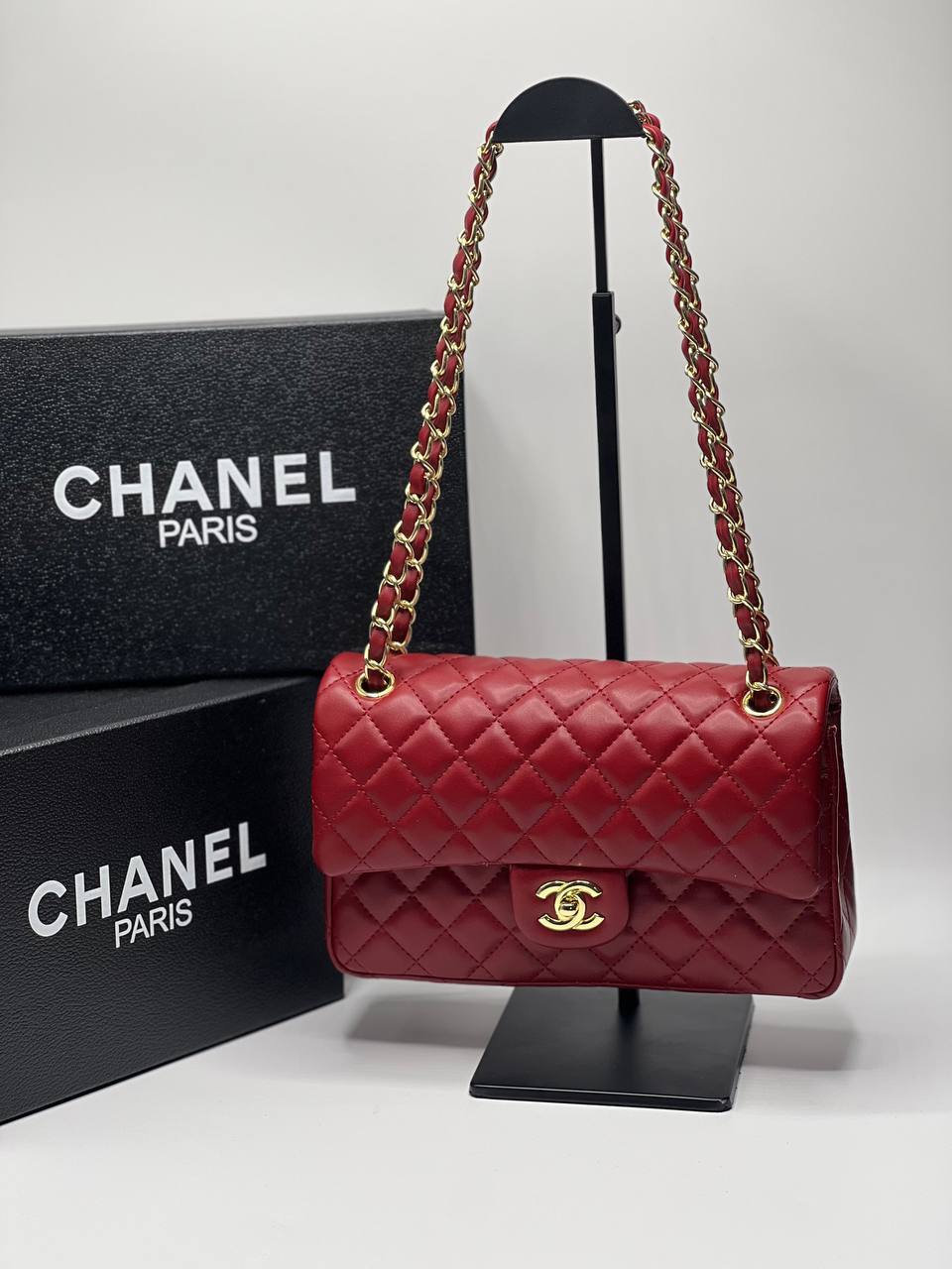 Sac à main classique petit format à caviar bordeaux