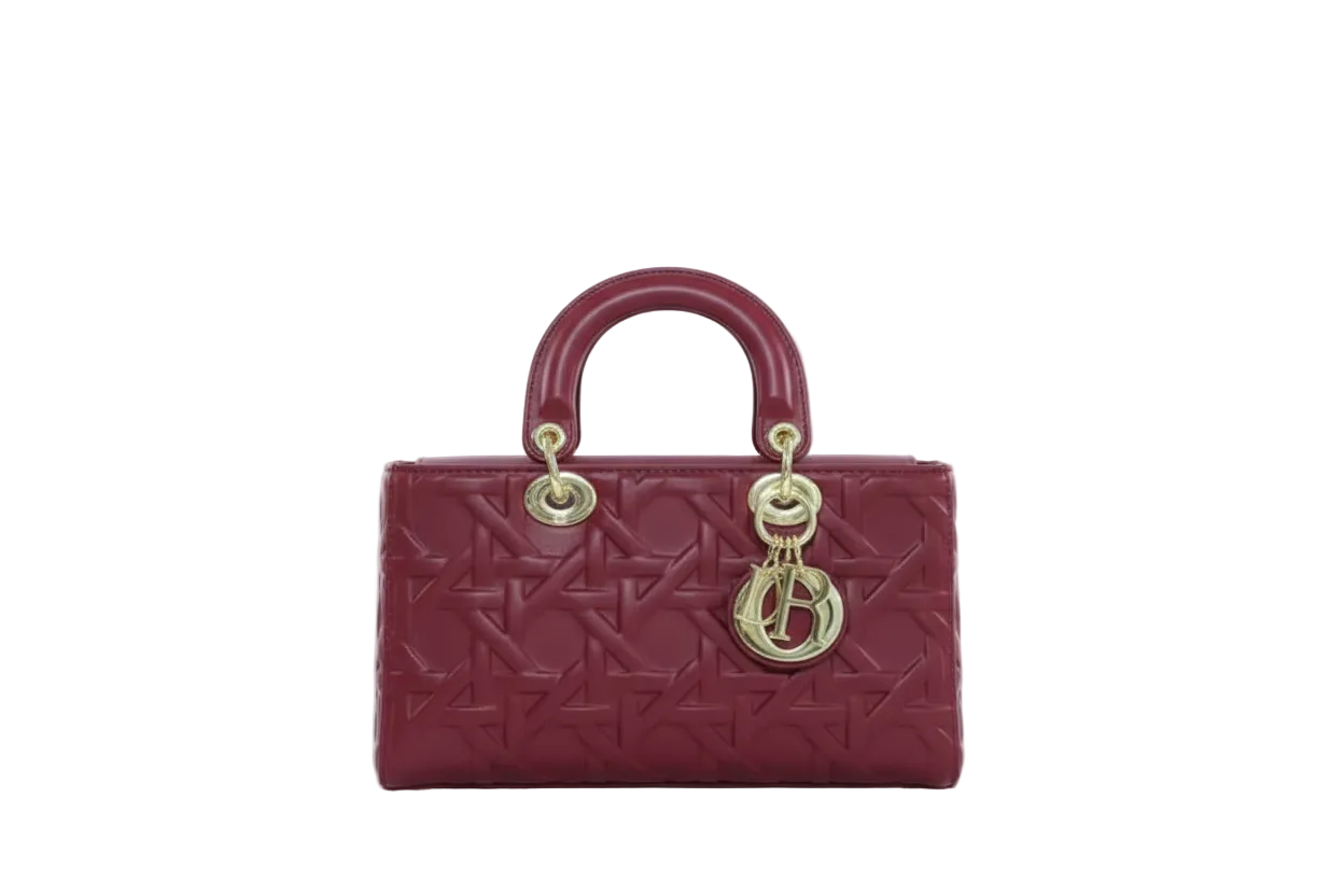 Sac Lady D-Joy Small bordeaux d'agneau Cannage prune