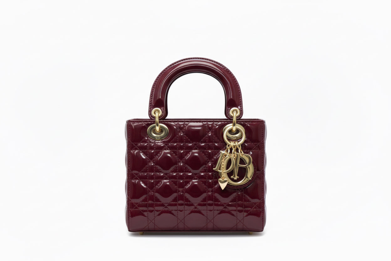 Lady Dior - Medium bordeaux verni prune