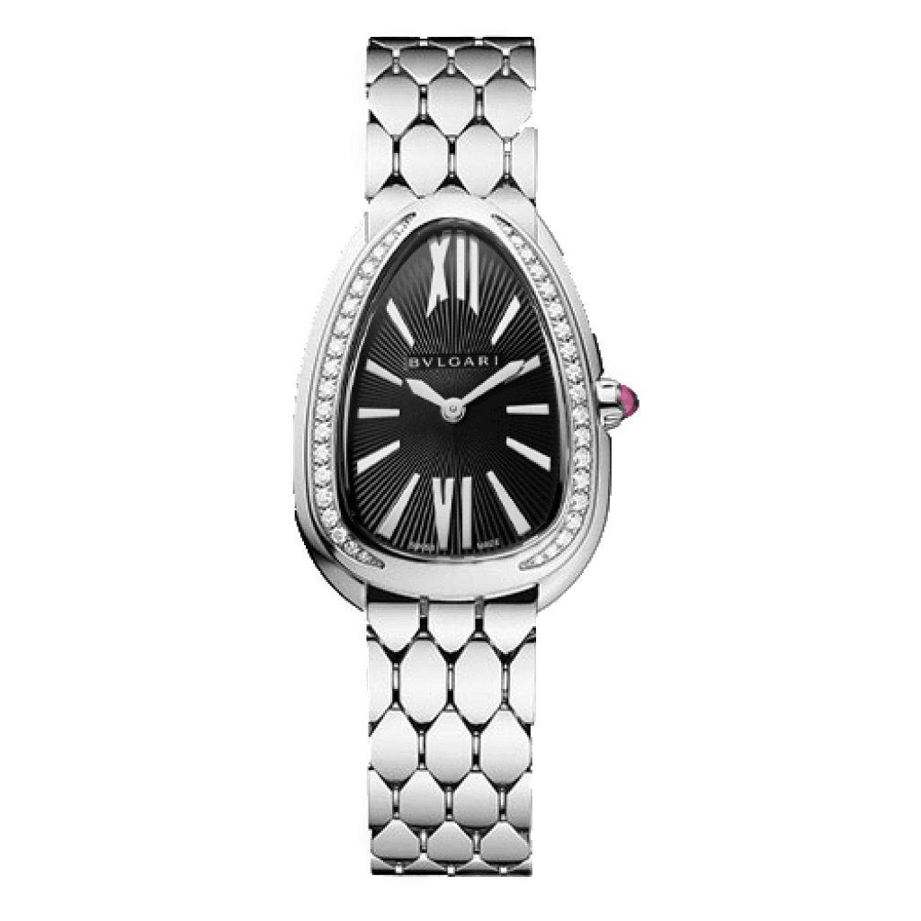 BVLGARI Seduttori Silver Black Dial Iced